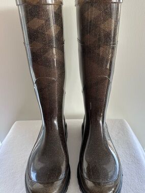 Burberry Brown Check Transparent Rain Boots